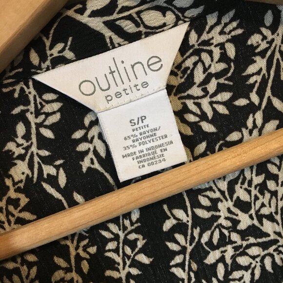 90s Crepe Botanical Silhouette Button Down Shirt - Picture 6 of 14